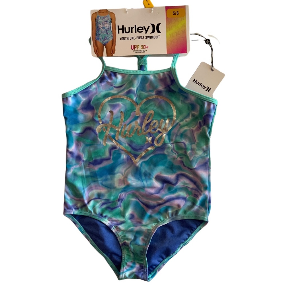 Hurley Girls Aurora Green Swimsuit Sz 5/6